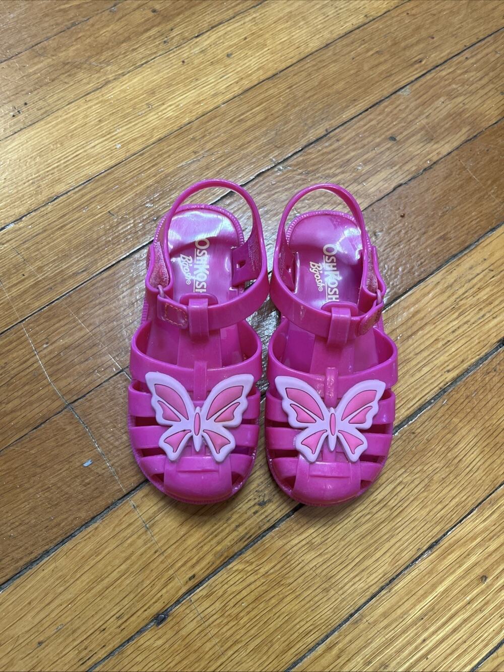 Oshkosh B’Gosh Size 8 Toddler Hot Pink Baby Girl Plastic Jelly Sandal Butterfly